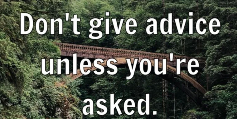 Do not give advice unless you are asked