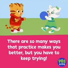 Cartoon reminder that practice takes repeated tries